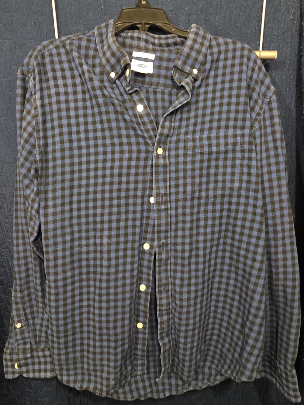 Old Navy Blue and Black Check Button-Up Shirt